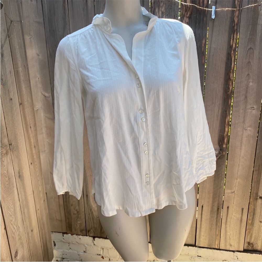 Ayr Button Down Blouse In White Xs - image 5